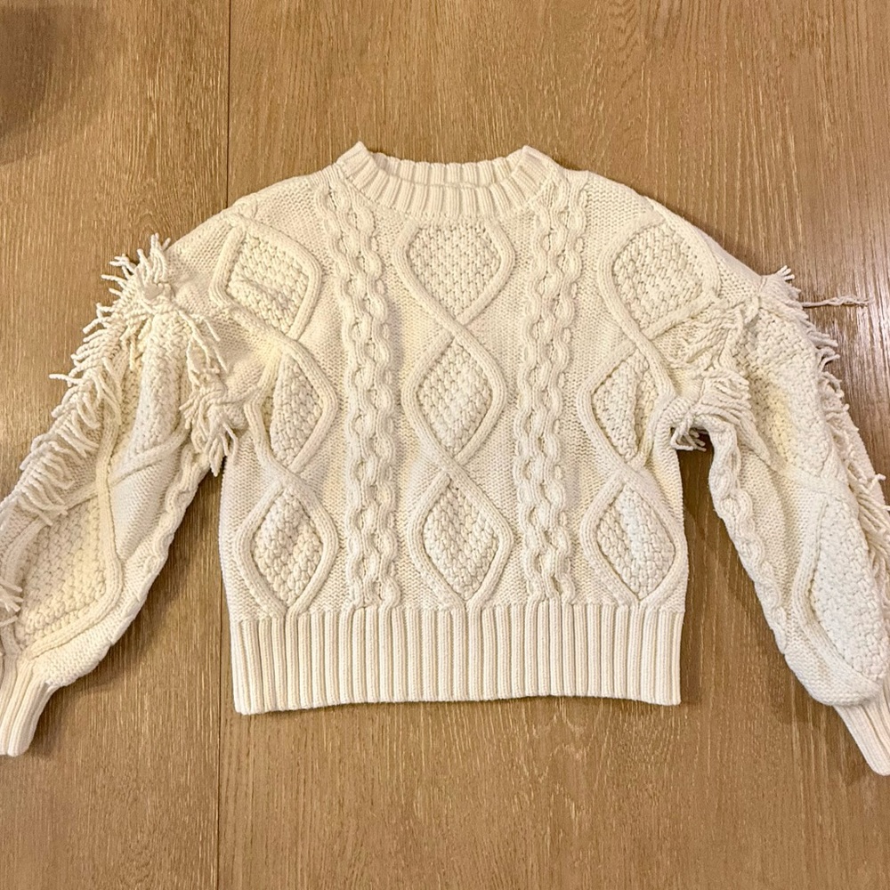 Women’s Line and Dot Cream Cable Knit Sweater